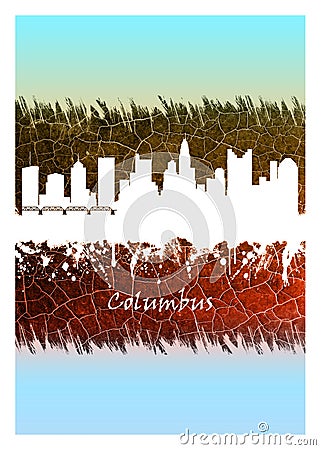 Columbus Skyline Blue and White Stock Photo